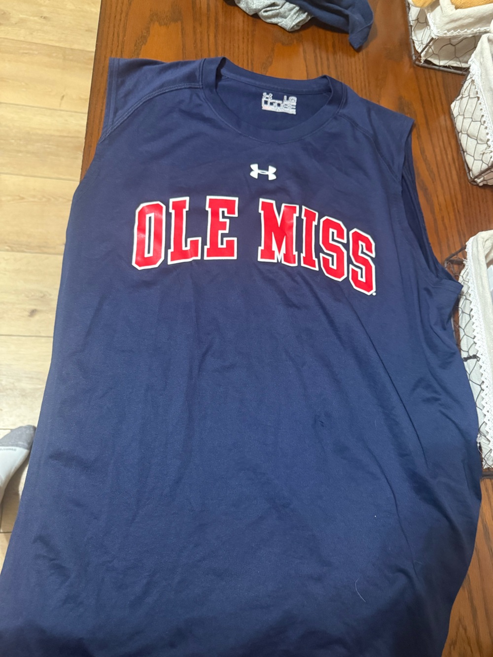 Under Armour Navy Tee with Red OLE MISS Lettering